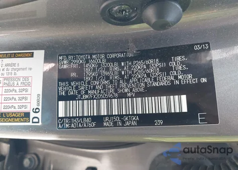 2013 Lexus Gx 460 from USA, damaged, VIN JTJBM7FX2D5059678